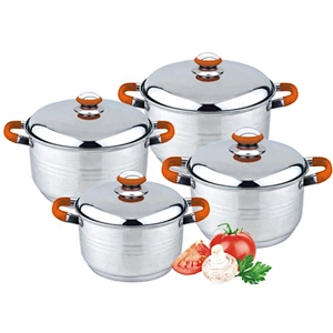 8PCS Straight Shape Kitchenware Stainless Steel Cookware Set with Capsule Bottom Cookware