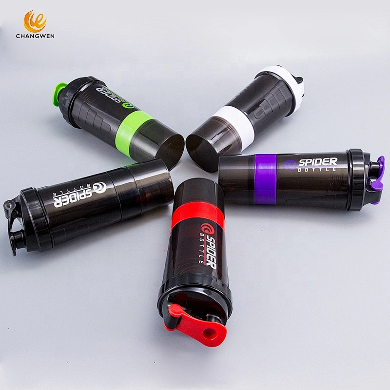 Wholesale Customized 500ML Three-layer drink water bottle plastic water bottles protein shaker bottle
