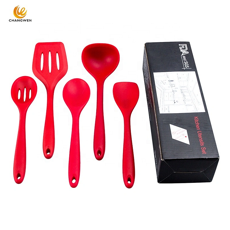 5PCS Kitchen Accessories Silicone Non-Stick Cooking Kitchen Utensil Set With Holder
