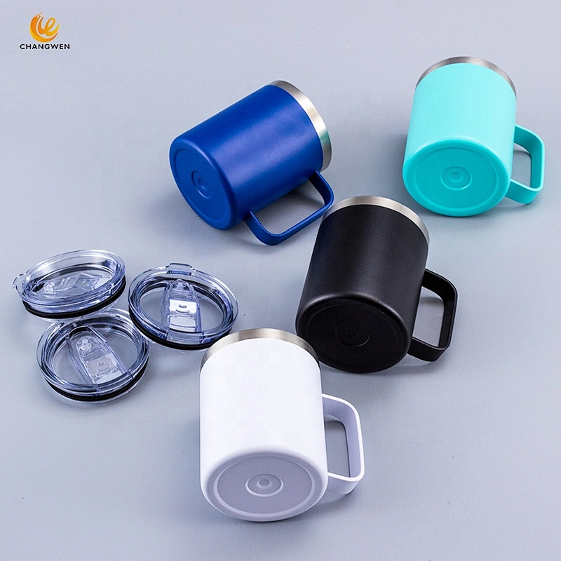 Office Home 14oz Drinking Cup Stainless Steel Insulated Coffee Tumbler Tea Mug with handle and Lid