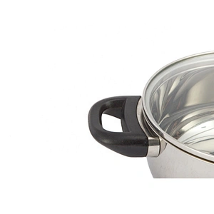 Double handle single casserole stainless steel with C shape Clear glass lid
