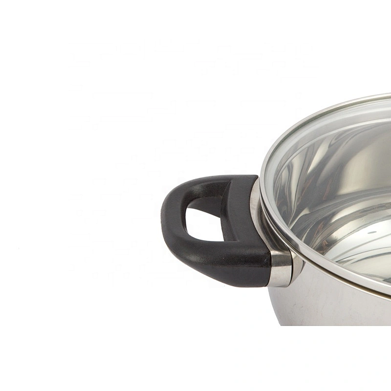 Double handle single casserole stainless steel with C shape Clear glass lid