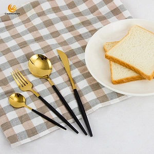 Factory Price 4pcs gold cutlery set stainless steel flatware set with knife fork spoon