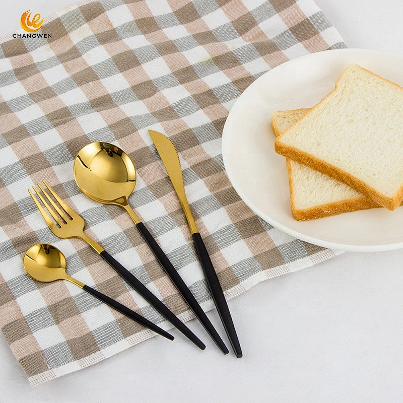 Factory Price 4pcs gold cutlery set stainless steel flatware set with knife fork spoon