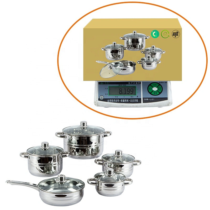Hot sale high quality stainless steel 10 piece kitchen cookware set with glass lid