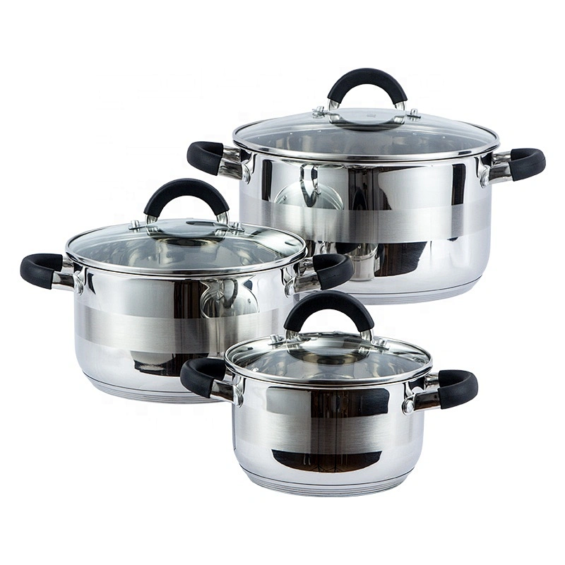 6PCS Kitchen cooking Stainless Steel Casserole Set with hollow handle covered silicone