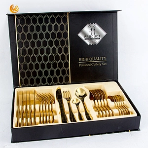 Wholesale 24pcs gold Flatware Stainless Steel Spoon Forks And Knife Cutlery cookware Set