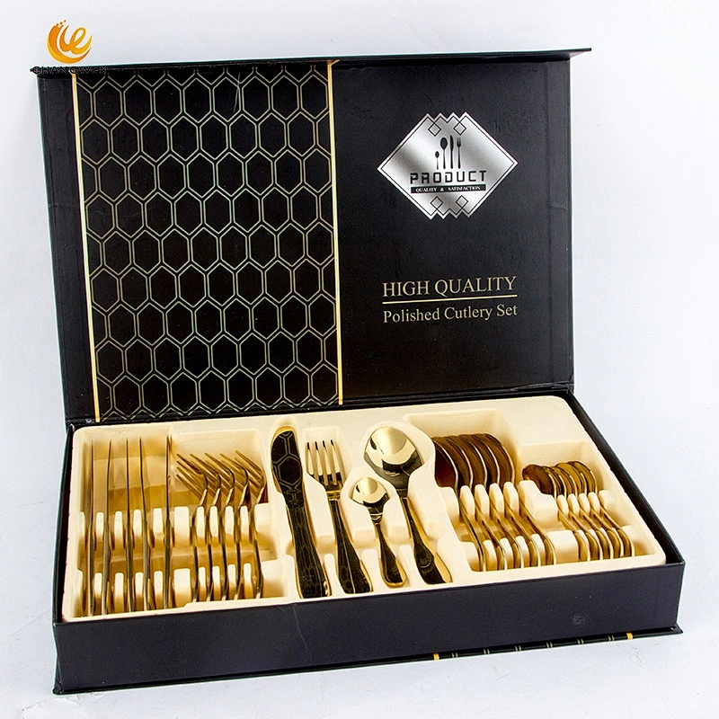 Wholesale 24pcs gold Flatware Stainless Steel Spoon Forks And Knife Cutlery cookware Set