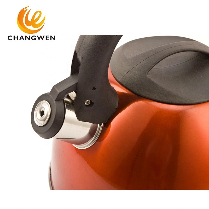 3 litre colorful commercial non-electric tea kettle teapot zinc alloy whistling kettle with silicone handle for stovetop
