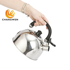 South America Fashion Type single bottom SS Whistling Kettle with black bakelite handle and knob