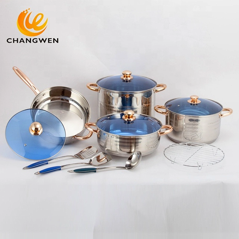 European style 12 pc stainless steel cookware set