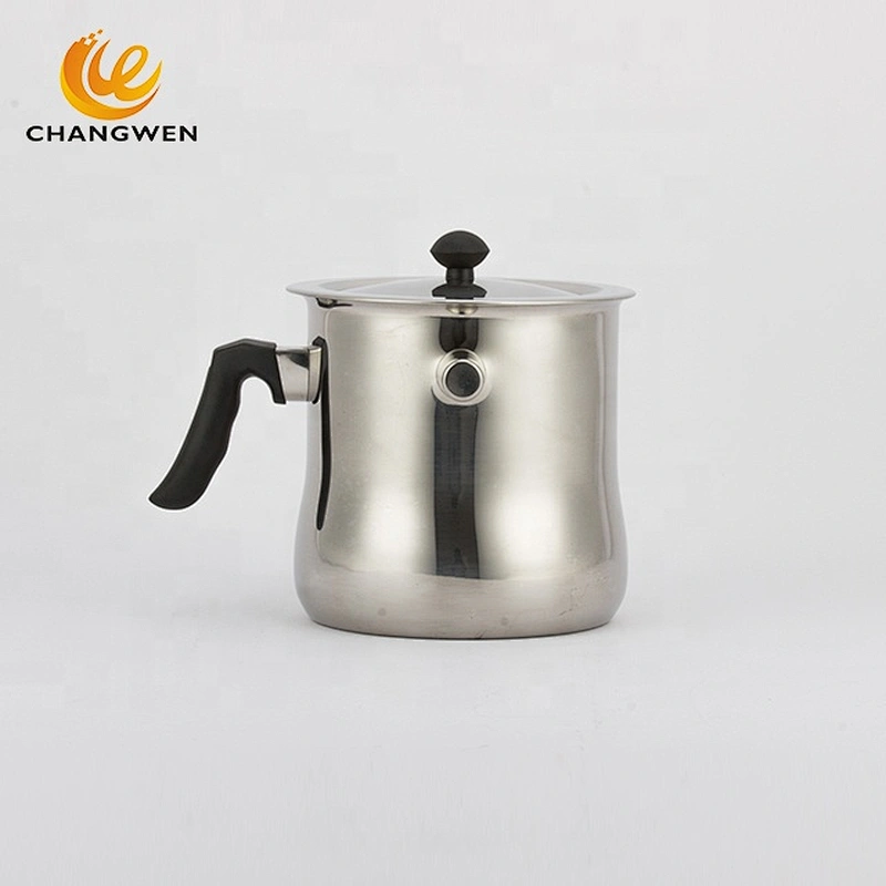 Black bakelite handle whistle pot stainless steel milk boiling pot double wall whistling milkpot