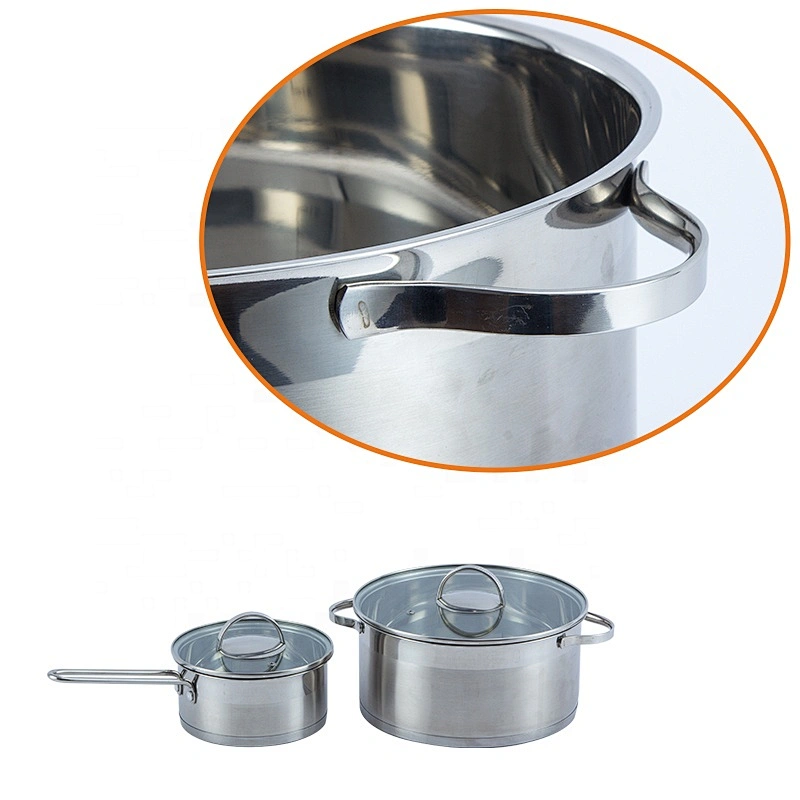 European style soup pot stainless steel saucepan with glass lid
