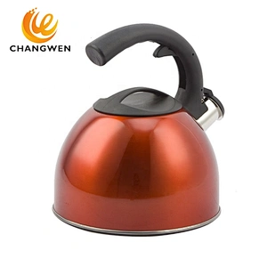 3 litre colorful commercial non-electric tea kettle teapot zinc alloy whistling kettle with silicone handle for stovetop