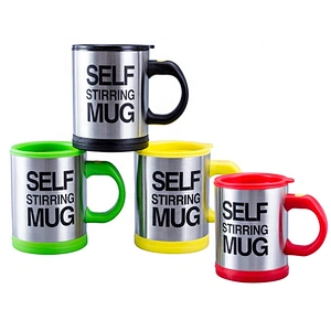 Office Home 14oz 400ml Double Wall Stainless Steel Lazy Self Stirring Mug Auto Mixing Coffee Cup