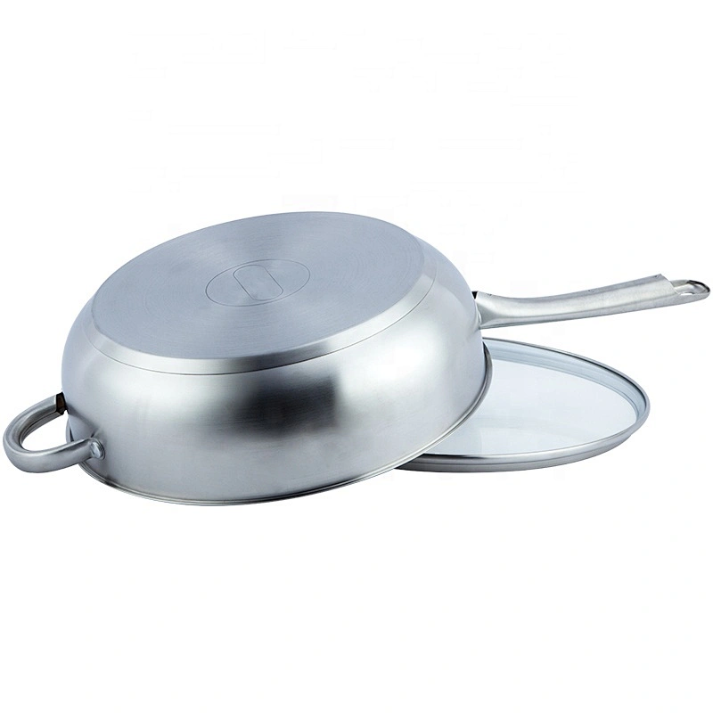 China manufacturer supplier mirror polishing Stainless steel fry pan & skillet with glass lid