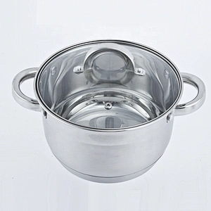 German style industrial the palm cooking pot stainless steel cookware kitchenware single sauce Pot with glass lid