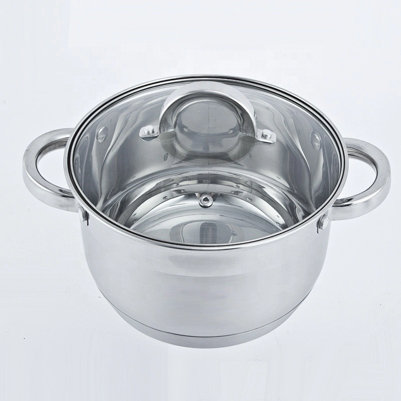 German style industrial the palm cooking pot stainless steel cookware kitchenware single sauce Pot with glass lid