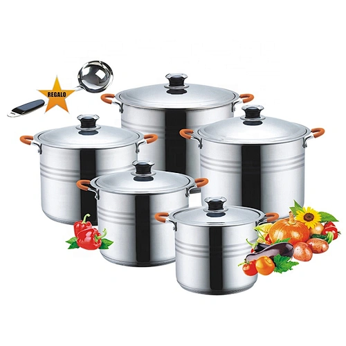 Factory kitchenware stainless steel 11pcs Cooking Pot straight shape cookware set capsule bottom cookware