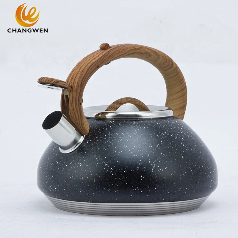 Thickened bottom heavy stainless steel Whistling Kettle with Wood pattern nylon handle