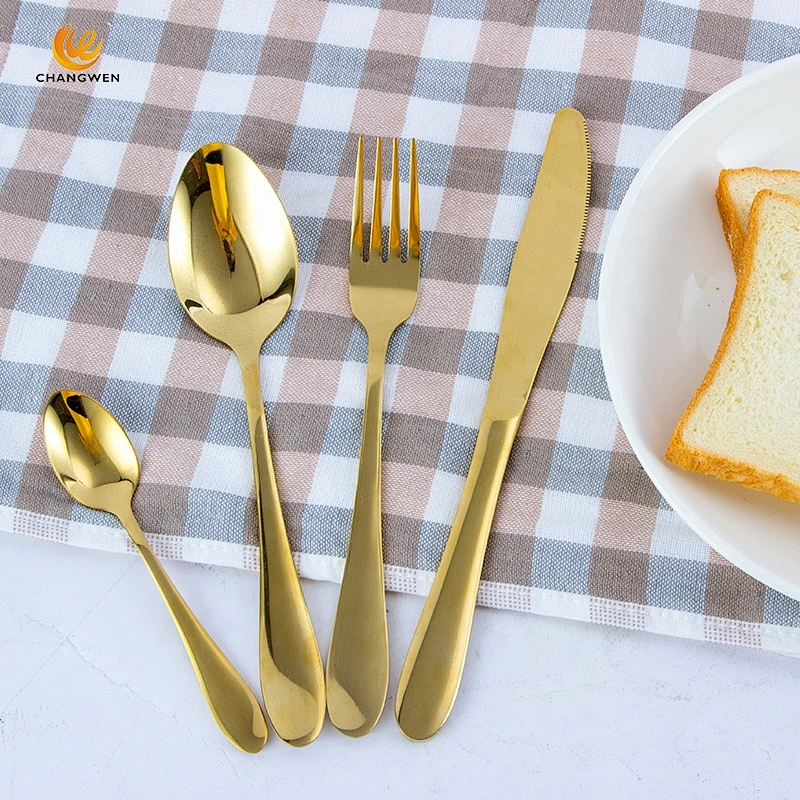 Wholesale 24pcs gold Flatware Stainless Steel Spoon Forks And Knife Cutlery cookware Set