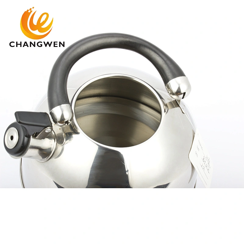 South America Fashion Type single bottom SS Whistling Kettle with black bakelite handle and knob