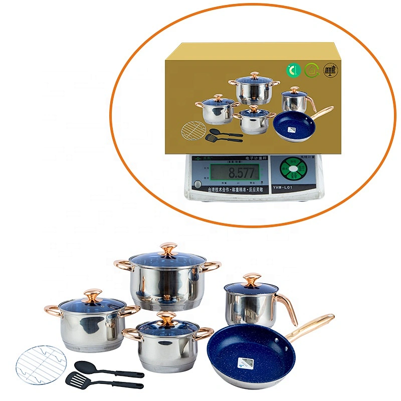 12PCS Kitchen Cooks Cookware Pan Stainless Steel Cookware with Kitchenware Tools