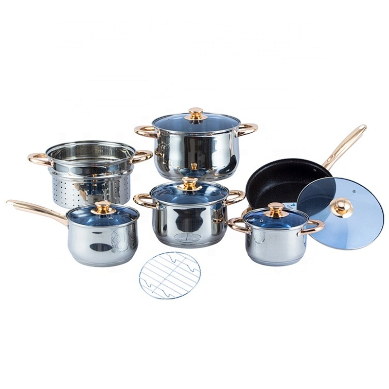 12 pcs Cooking pot kitchenware cookware sets stainless steel cookware