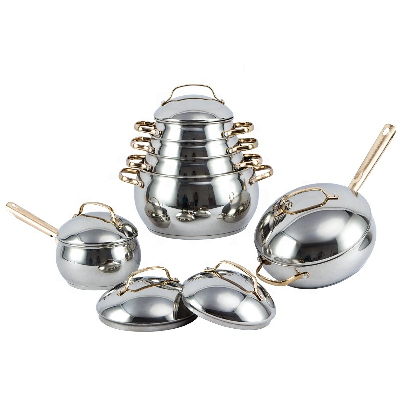 12pcs apple shape casserole cookware stainless steel cookware set
