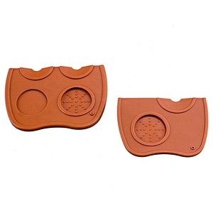 Custom logo high quality brown/black Coffee tools non-slip silicone coffee corner tamping mat