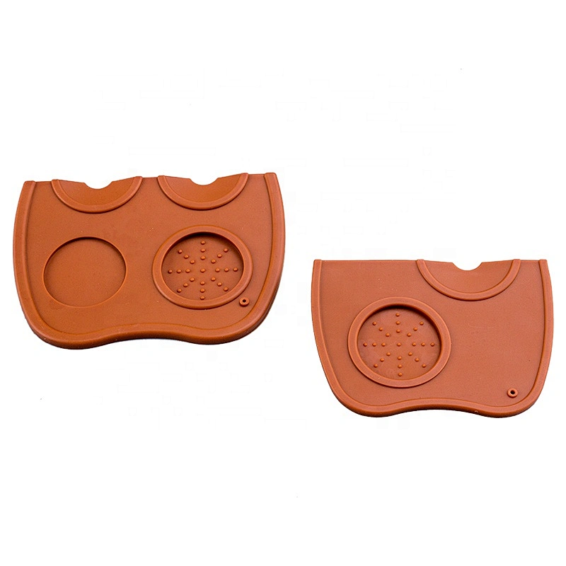 Custom logo high quality brown/black Coffee tools non-slip silicone coffee corner tamping mat