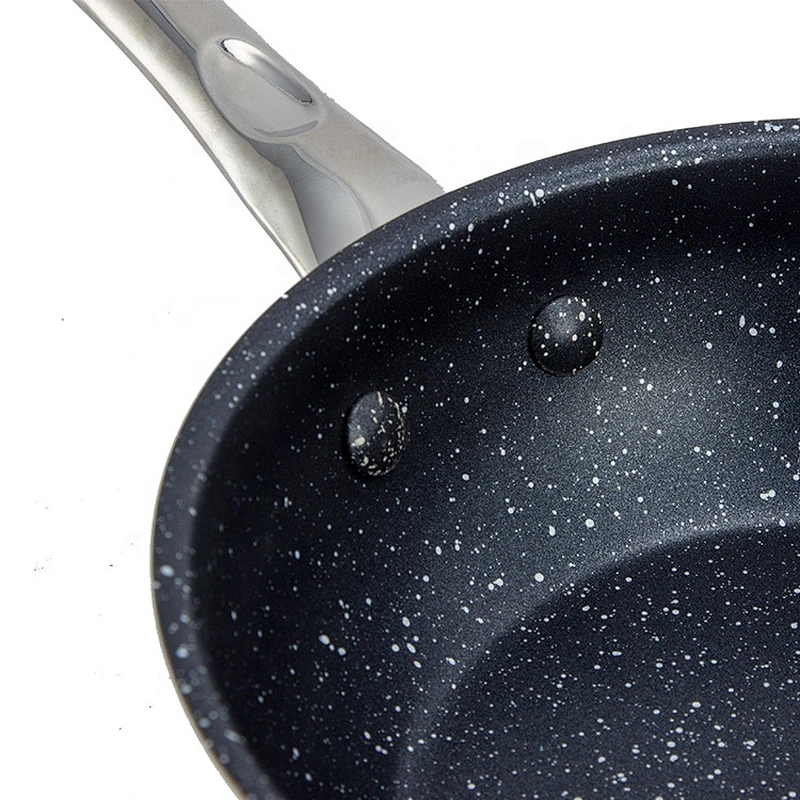 3pcs fry pans stainless steel 304 ss cookware set non stick fry pan with gold plated handle