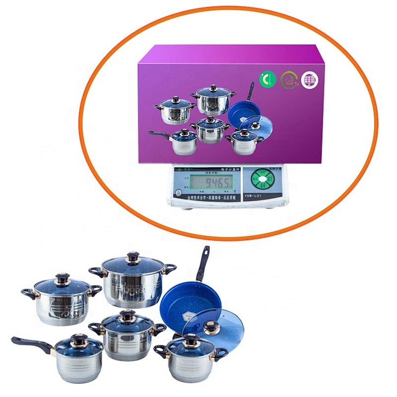 Induction 12 pcs stainless steel pan set microwave cookware kitchenware heavy bottom cooking pot