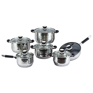 12 pcs straight shape cookware set stockpot fry pan casserole cooking pots non stick cookware with glass lid