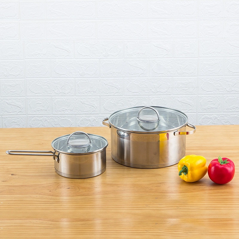 European style soup pot stainless steel saucepan with glass lid