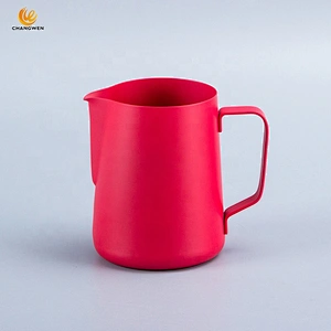 Hot Selling 400/600/900ml Stainless Steel Milk Frothing Pitcher Non Stick Coating Milk Jug Cup