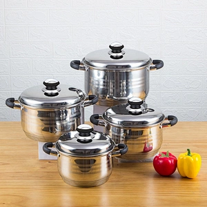 8PCS Straight Shape Kitchenware Stainless Steel Cookware Set with Capsule Bottom Cookware