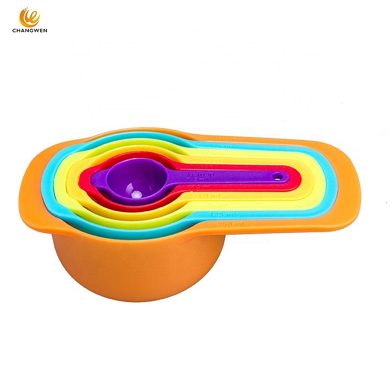 Kitchen 6-piece Plastic Coffee Measuring Cup Adjustable Baking Colorful Measuring Spoon Set