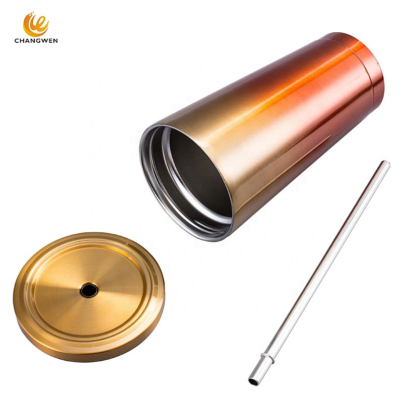 500ml Gradient Color Coffee Mug Travel Cup Stainless Steel Insulated Tumbler with Straw and lid