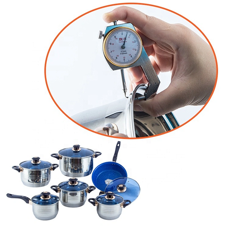 Induction 12 pcs stainless steel pan set microwave cookware kitchenware heavy bottom cooking pot