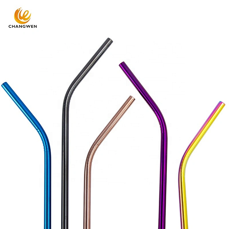 Eeo-friendly Reusable Metal Drinking 304 Straws Stainless Steel Straw with brush