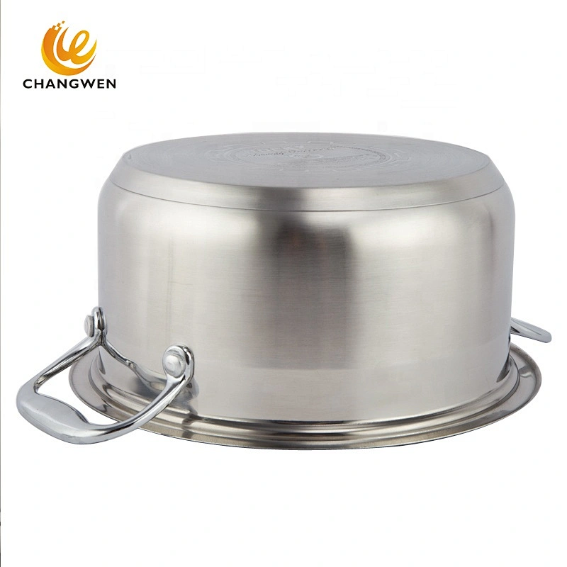 kitchen cooking double handle stainless steel cookware set with lids