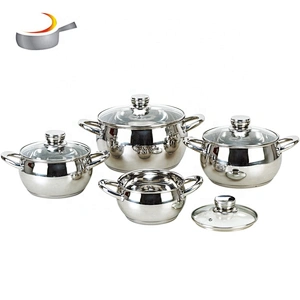 Die cast cooking set 10pcs stainless steel casserole belly shape cookware set with metal lids
