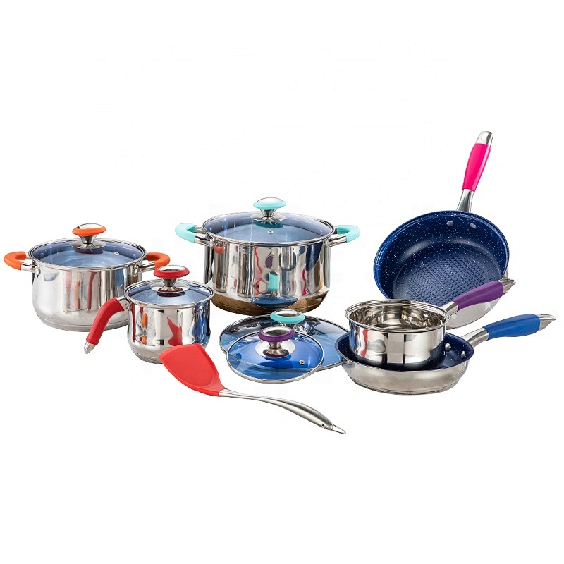 Cheap 12 PCS Cooking Pots and pans Stainless Steel nonstick coated frypan Cookware Set