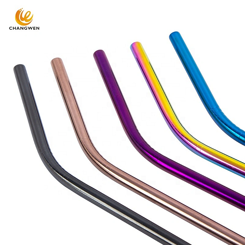 Eeo-friendly Reusable Metal Drinking 304 Straws Stainless Steel Straw with brush