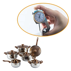 Stainless Steel 201 material 12pcs cooking pot bakelite handle with Gold Plated stainless steel cookware set