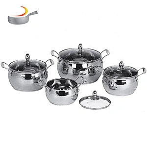 Die cast cooking set 10pcs stainless steel casserole belly shape cookware set with metal lids