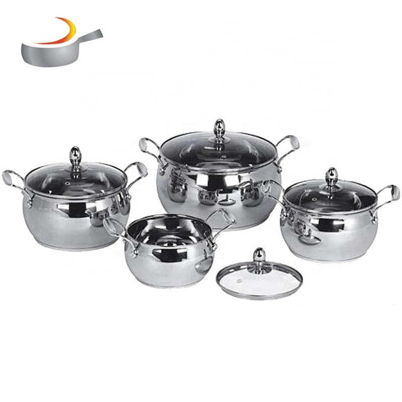 Die cast cooking set 10pcs stainless steel casserole belly shape cookware set with metal lids