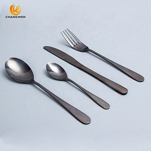Mirror Polishing Rose Gold Flatware Black 304 Stainless Steel Metal Cutlery Set