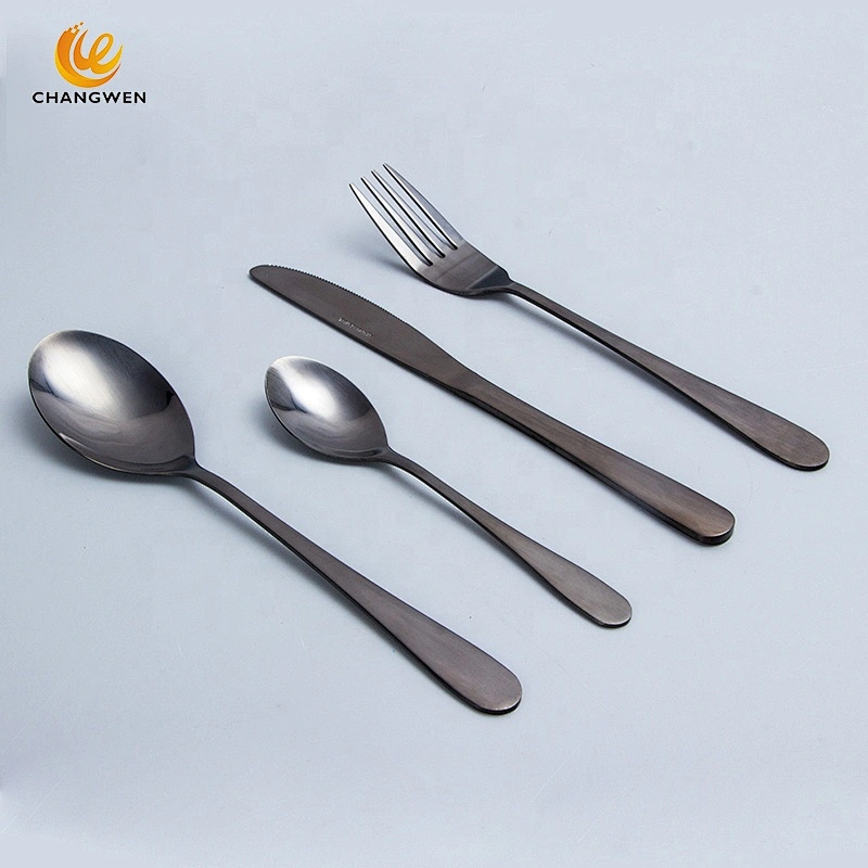 Mirror Polishing Rose Gold Flatware Black 304 Stainless Steel Metal Cutlery Set